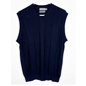 Talbots Men’s Size Medium Pima Cotton Sweater Vest Black V Neck